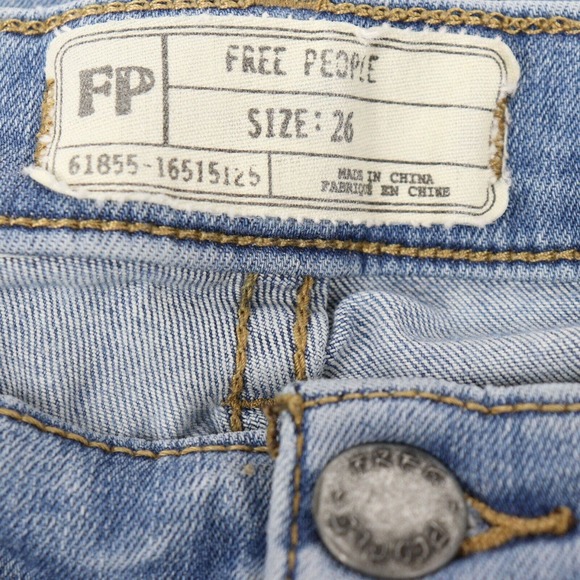 Free People Denim Blue Jeans Distressed Size 26 61855-16515125 - Picture 4 of 8